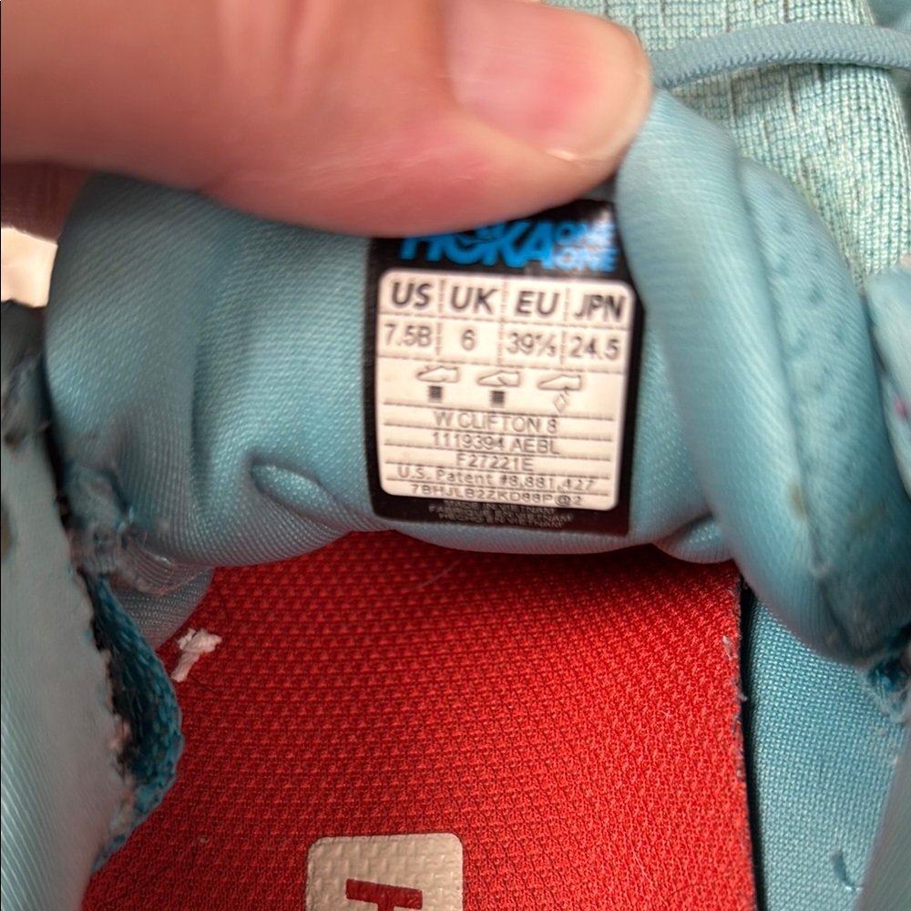 Hoka Blue and Red Athletic Shoes with Cushioned Sole - Picture 2 of 4